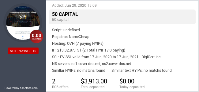 HYIPLogs.com widget for 50.capital