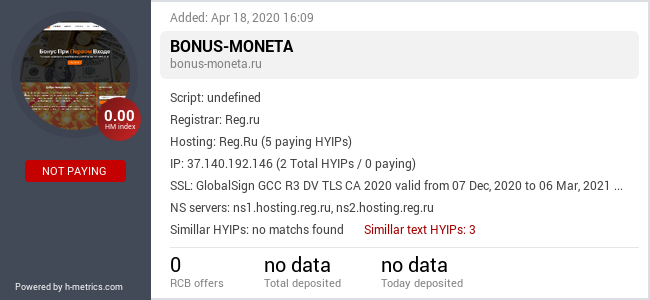 Onic.top info about Bonus-Moneta.ru