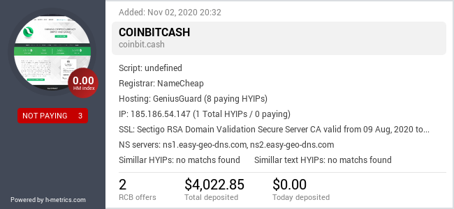 Onic.top info about CoinBit.Cash