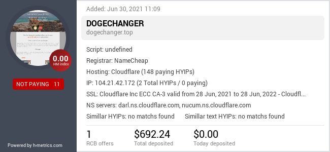 Onic.top info about DogeChanger.top