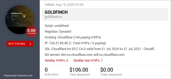 Onic.top info about GoldFinch.cc