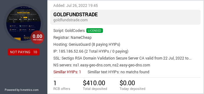 Onic.top info about Goldfundstrade.com
