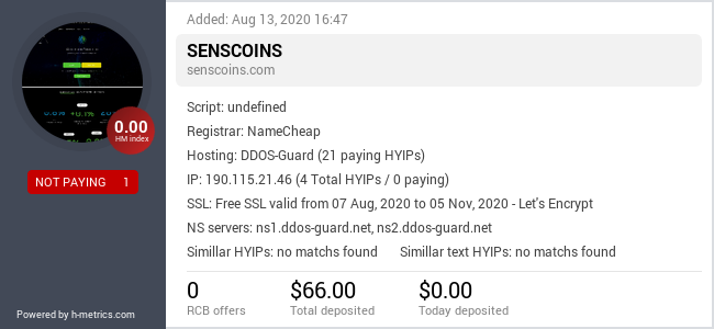 Onic.top info about Senscoins.com