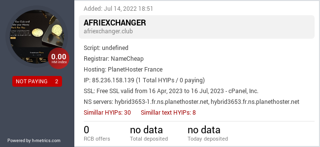 Onic.top info about afriexchanger.club