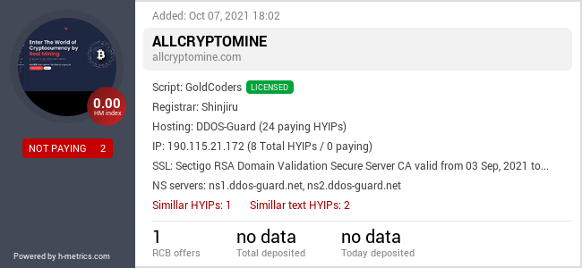 HYIPLogs.com widget for allcryptomine.com