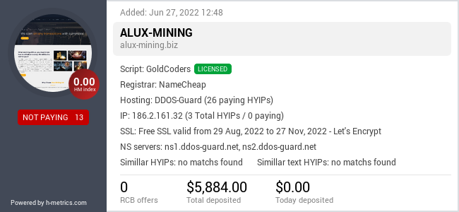 Onic.top info about alux-mining.biz