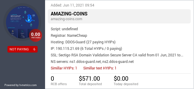 HYIPLogs.com widget for amazing-coins.com