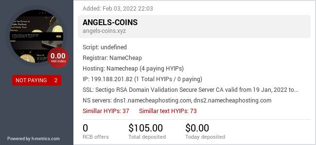 HYIPLogs.com widget for angels-coins.xyz