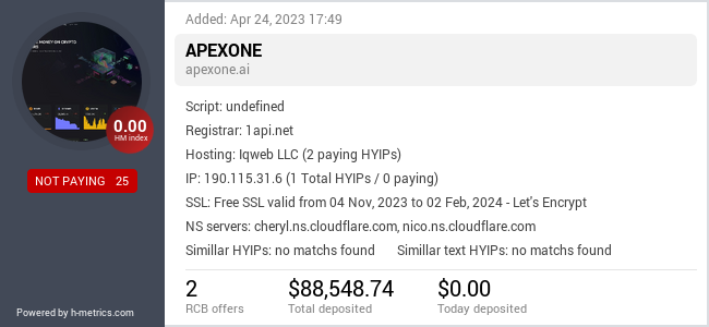 Onic.top info about apexone.ai
