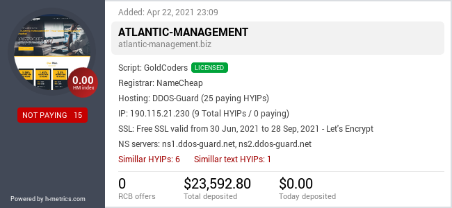 HYIPLogs.com widget for atlantic-management.biz
