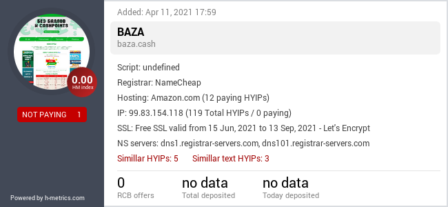 HYIPLogs.com widget for baza.cash