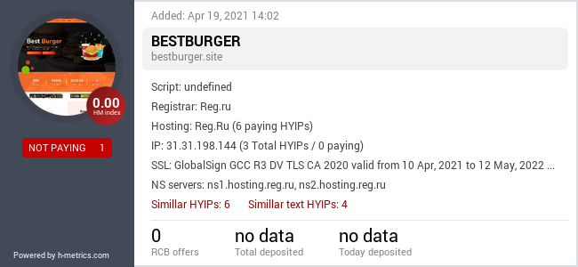HYIPLogs.com widget for bestburger.site