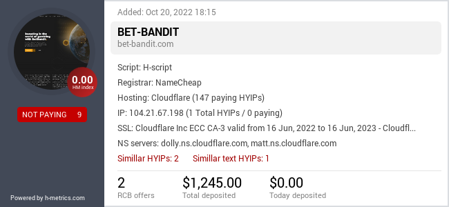 Onic.top info about bet-bandit.com