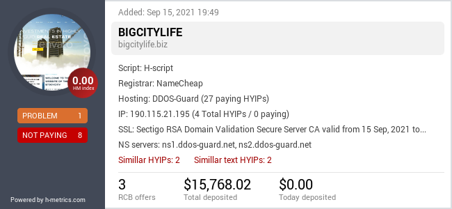 HYIPLogs.com widget for bigcitylife.biz