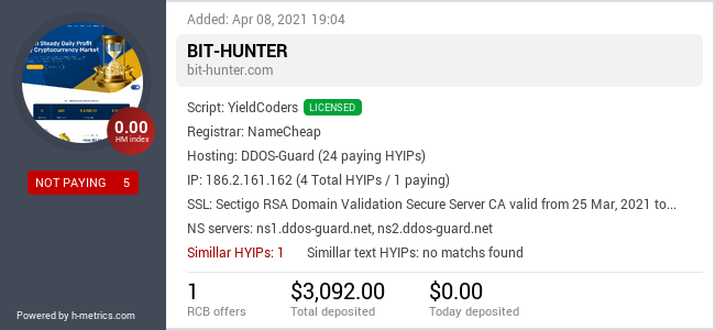 HYIPLogs.com widget for bit-hunter.com