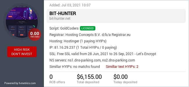 HYIPLogs.com widget for bit-hunter.net