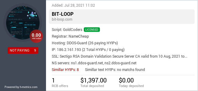 HYIPLogs.com widget for bit-loop.com
