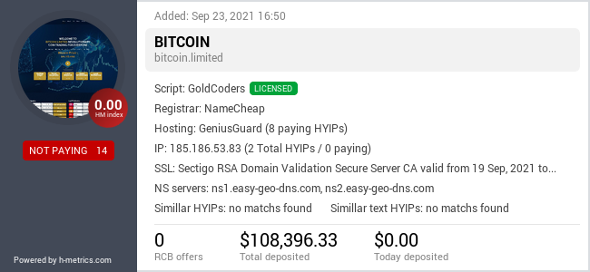 HYIPLogs.com widget for bitcoin.limited