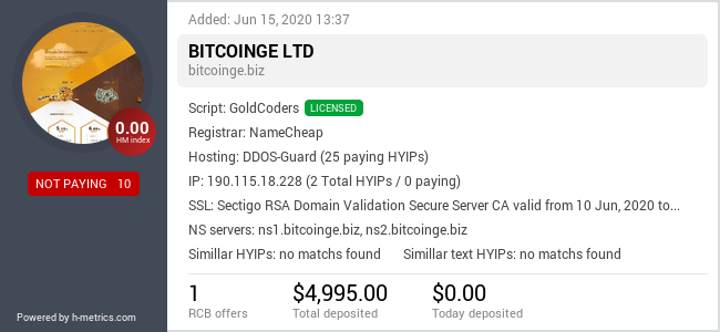 Onic.top info about bitcoinge.biz