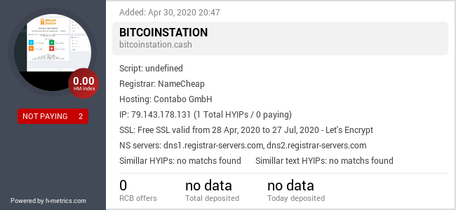Onic.top info about bitcoinstation.cash