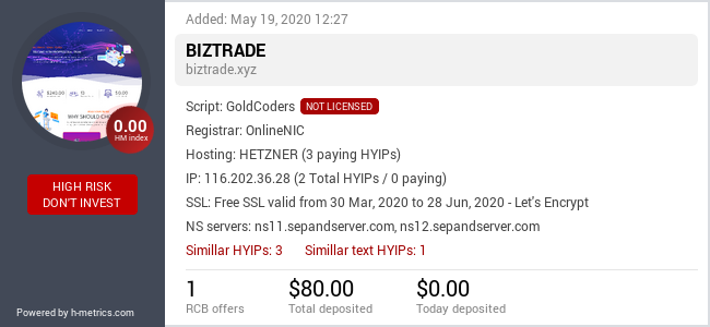 Onic.top info about biztrade.xyz
