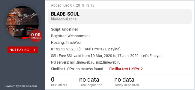 HYIPLogs.com widget for blade-soul.zone