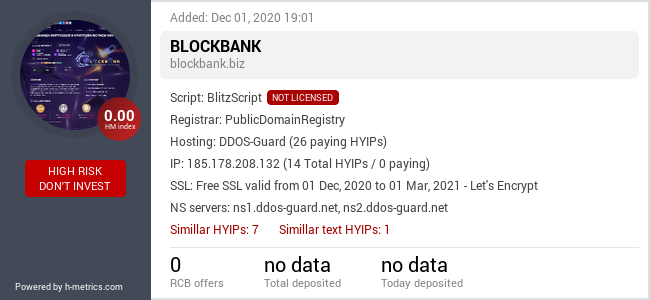 HYIPLogs.com widget for blockbank.biz