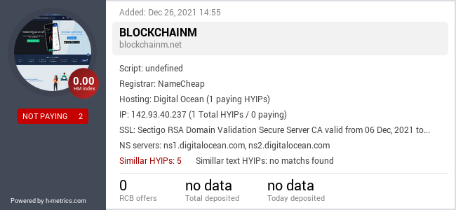 HYIPLogs.com widget for blockchainm.online