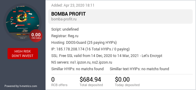 HYIPLogs.com widget for bomba-profit.ru