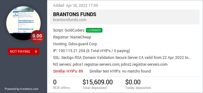 Onic.top info about brantonsfunds.com