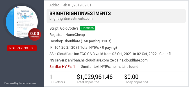 HYIPLogs.com widget for brightrightinvestments.com