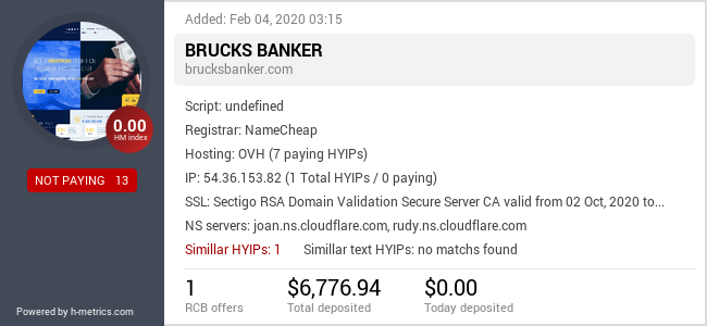 HYIPLogs.com widget for brucksbanker.com