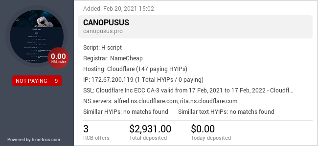 Onic.top info about canopusus.pro