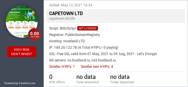 HYIPLogs.com widget for capetown-ltd.life