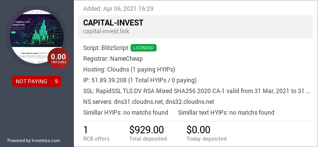 HYIPLogs.com widget for capital-invest.link