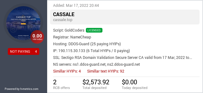 HYIPLogs.com widget for cassale.top