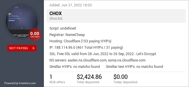Onic.top info about chox.biz