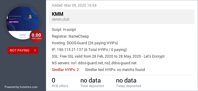 HYIPLogs.com widget for ckmm.club