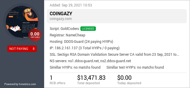 HYIPLogs.com widget for coingazy.com