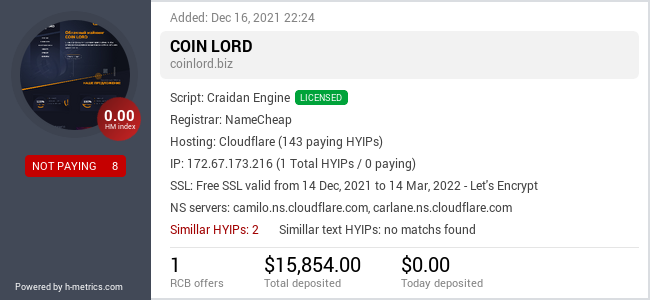 Onic.top info about coinlord.biz