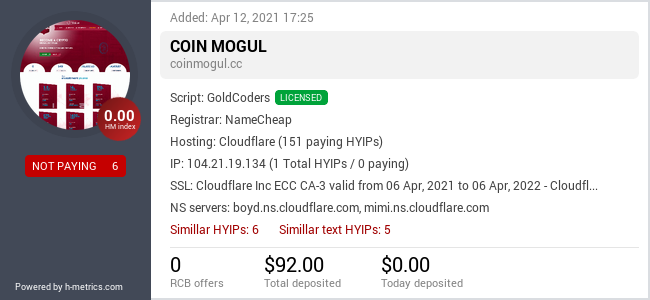 Onic.top info about coinmogul.cc