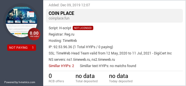 HYIPLogs.com widget for coinplace.fun