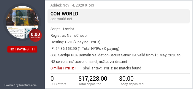 HYIPLogs.com widget for con-world.net