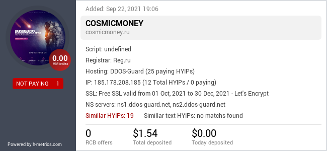 HYIPLogs.com widget for cosmicmoney.ru