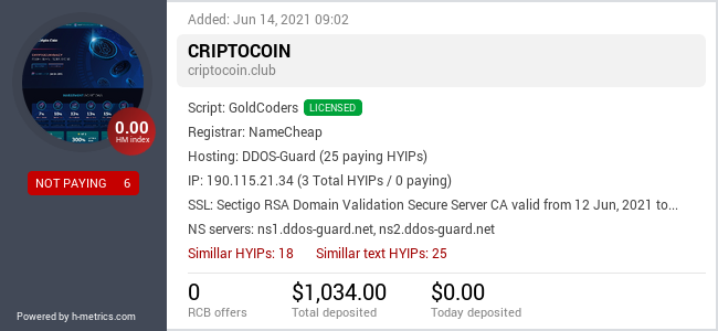 HYIPLogs.com widget for criptocoin.club