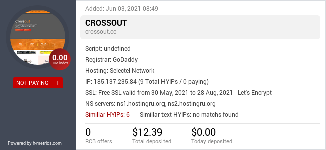 HYIPLogs.com widget for crossout.cc