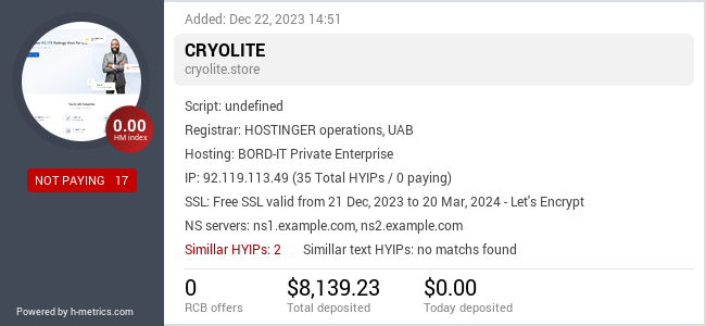 Onic.top info about cryolite.store