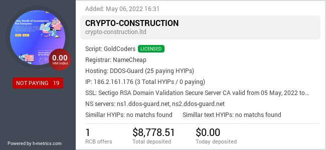 HYIPLogs.com widget for crypto-construction.ltd