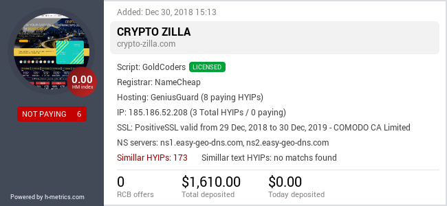 HYIPLogs.com widget for crypto-zilla.com