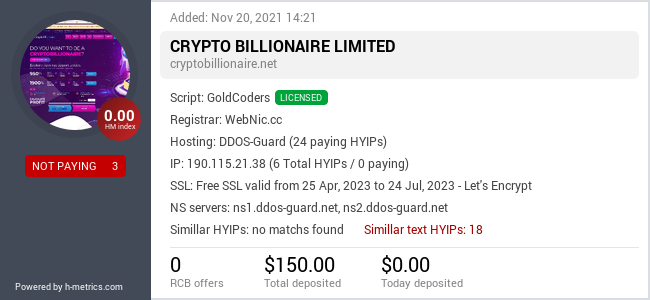 Onic.top info about cryptobillionaire.net